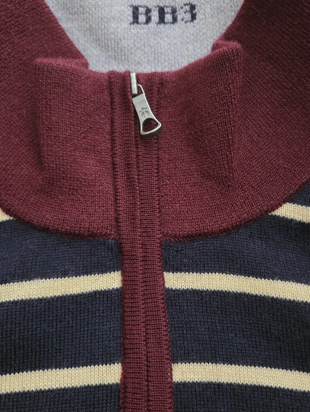Brooks Brothers Mens Wool Half-Zip SweateR -NAVY/YELLOW STRIPES -XL
